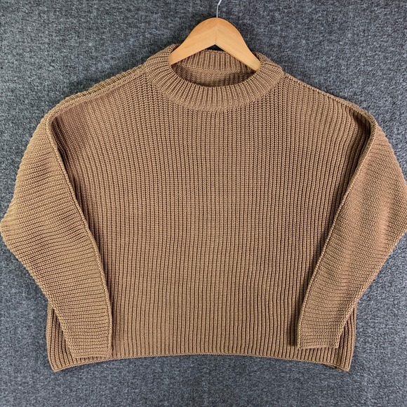Frank & Eileen Montecito Sweater Women XS Brown Camel Relaxed Knit Layer